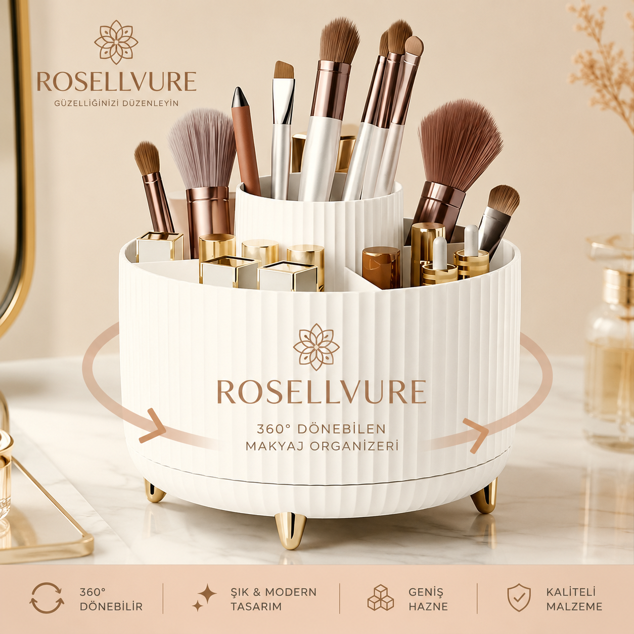 Rosellvure 5 Bölmeli Makyaj Organizeri