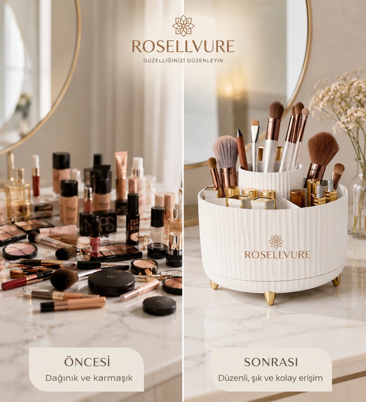Rosellvure 5 Bölmeli Makyaj Organizeri