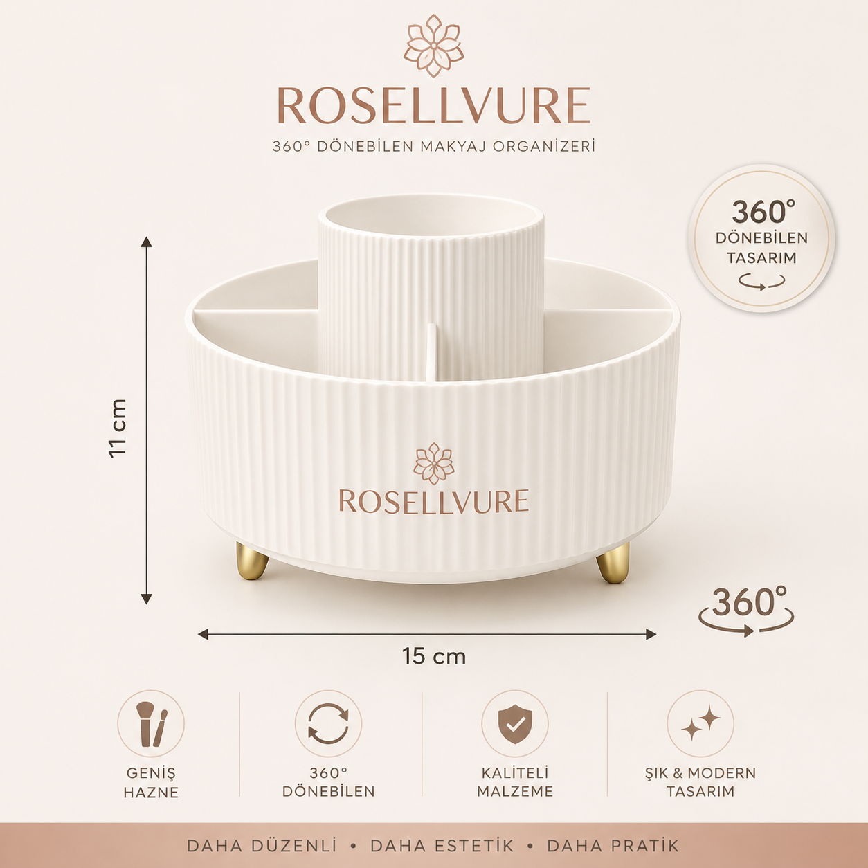 Rosellvure 5 Bölmeli Makyaj Organizeri